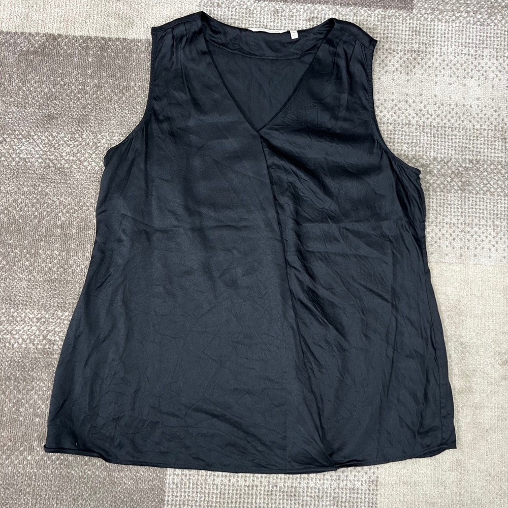 Soft Surroundings Black Sleeveless V Neck Draped Tunic Top XL Modal